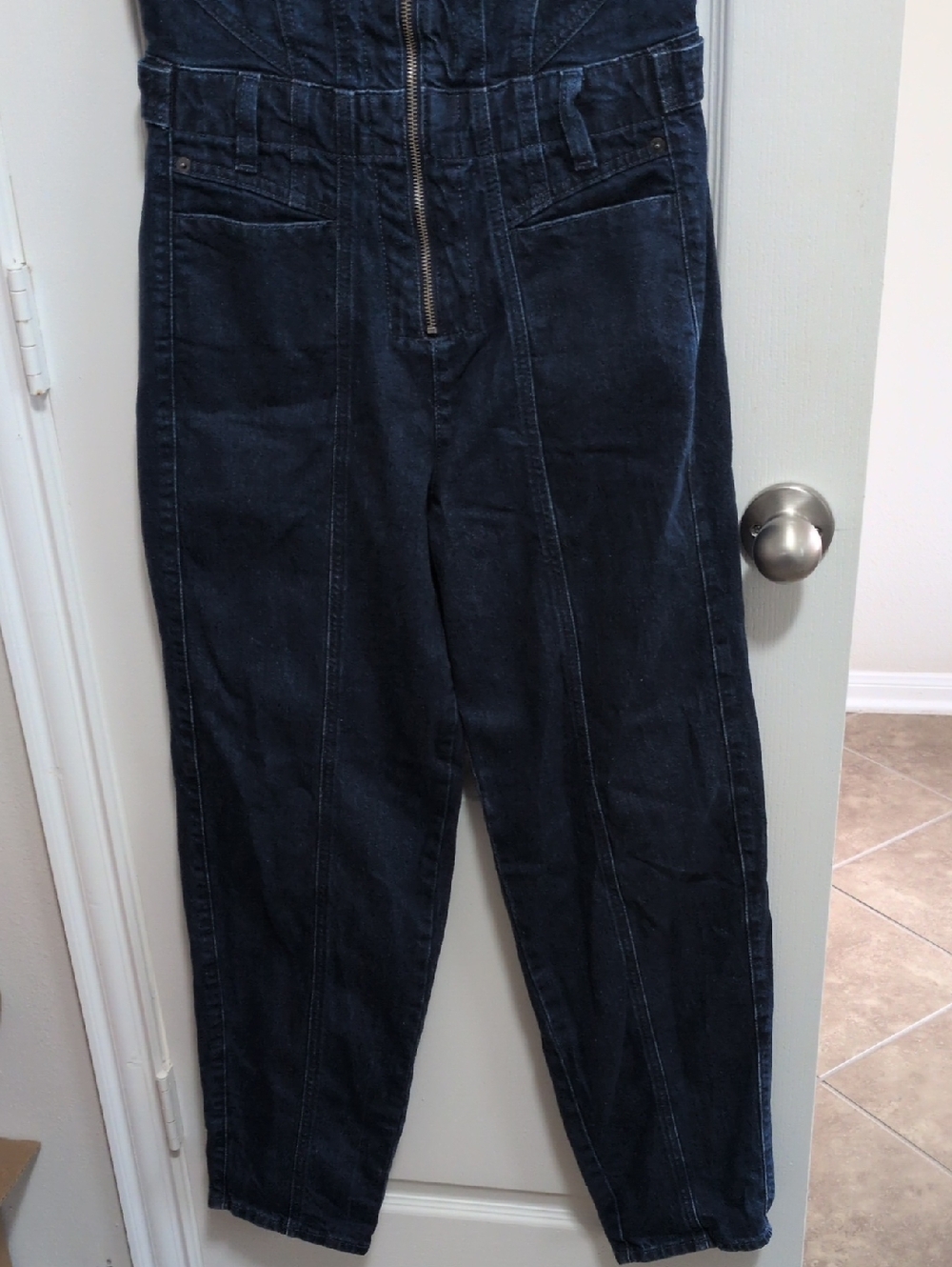 Dark Wash Denim Jumpsuit - Picture 3 of 7
